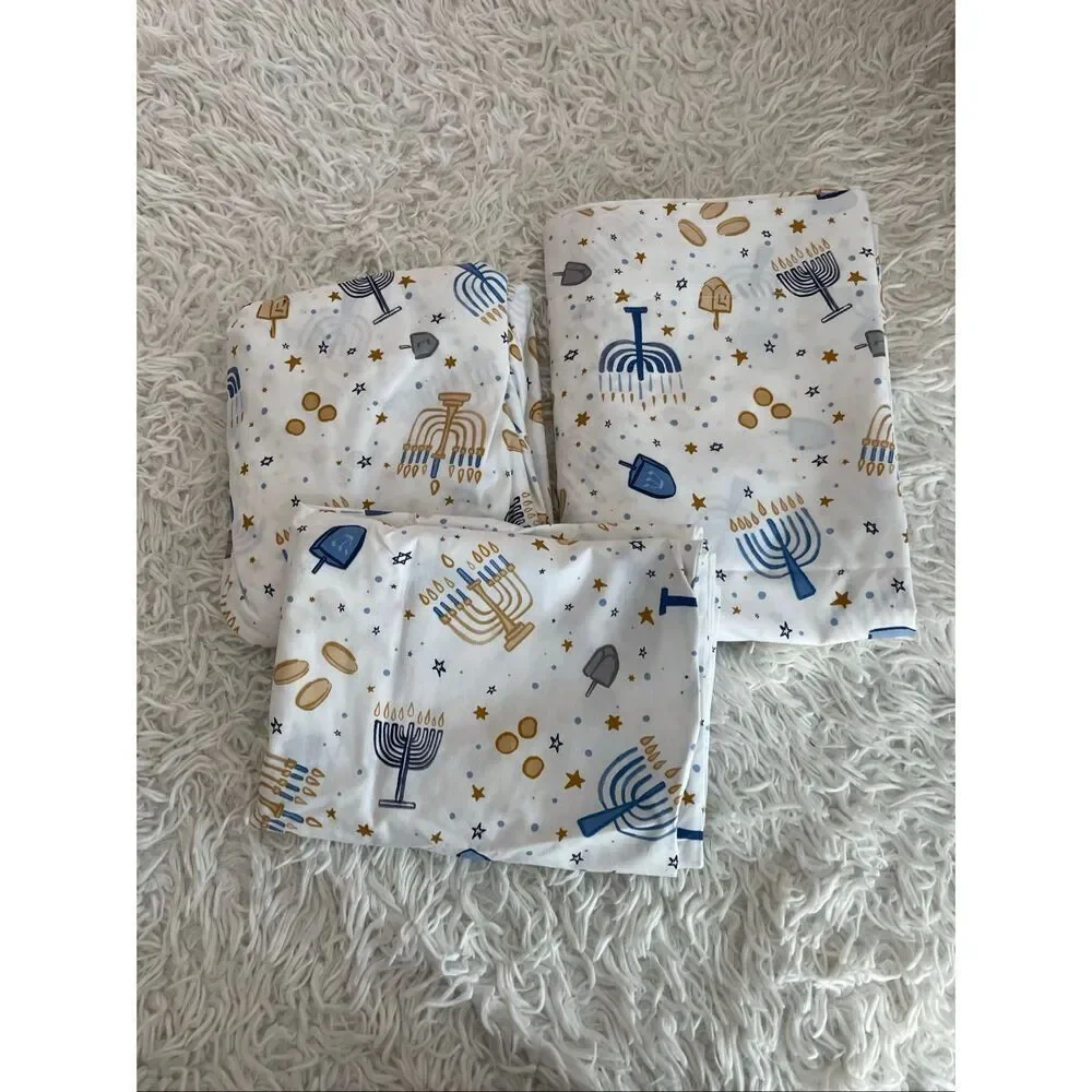 Pottery Barn Kids Rifle Paper Co. Hanukkah Organic Sheet Set T